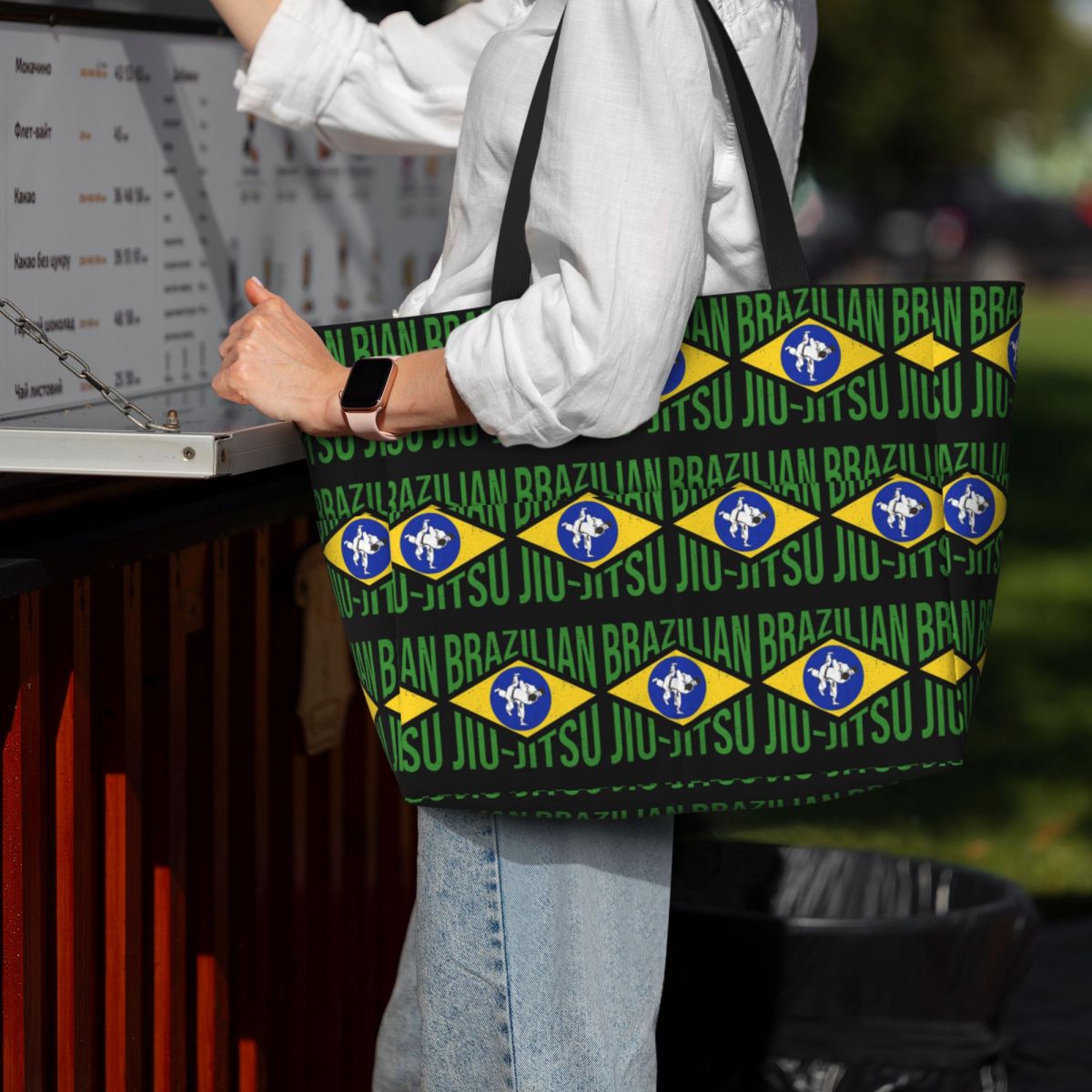 Yoga Fitness Jiu Jitsu - Brazilian Jiu-Jitsu BJJ Beach Tote Bag