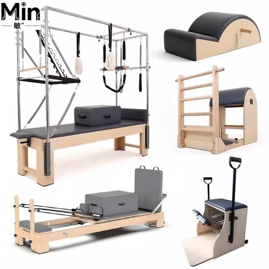 Yoga Fitness Reformer - 5 Pcs Set Wood Pilates Reformer
