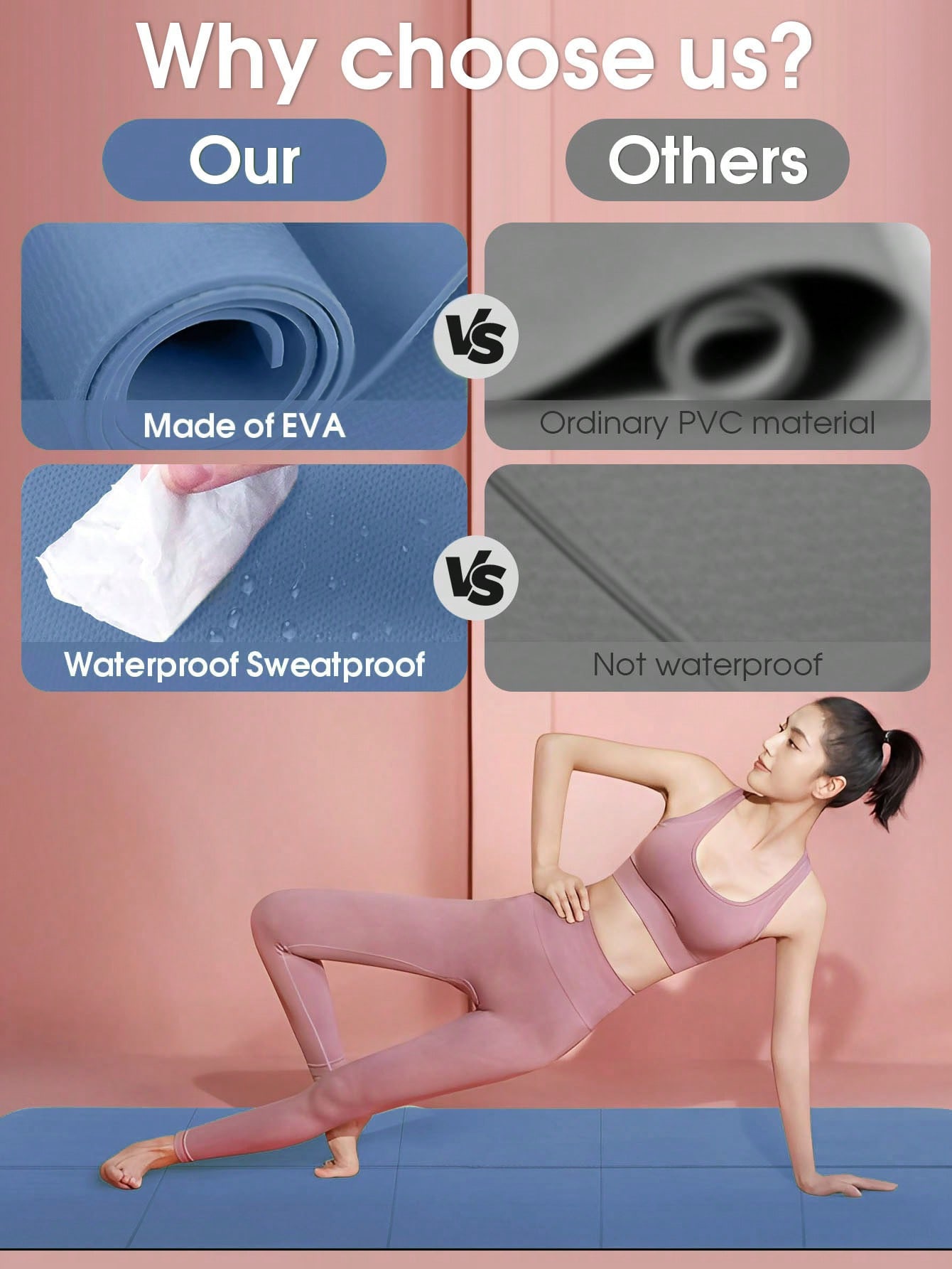 Foldable Yoga Mat Dark Blue Ec - огляд і ціна Gym Floor Mats